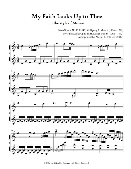 My Faith Looks Up to Thee with Mozart Sheet Music