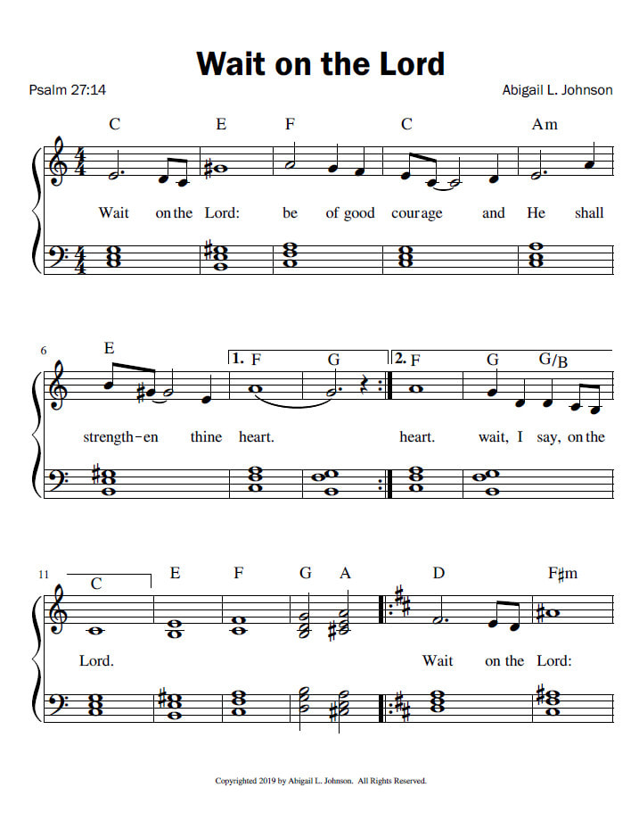 Wait on the Lord piano sheet music